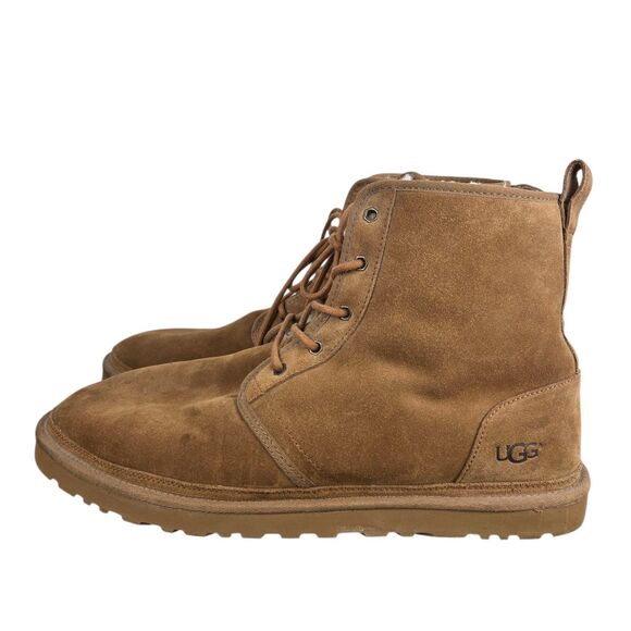 UGG Harkley 1016472 Men's Boots Suede Fur Chestnut Brown Lace Up Sz 17 - Picture 5 of 11